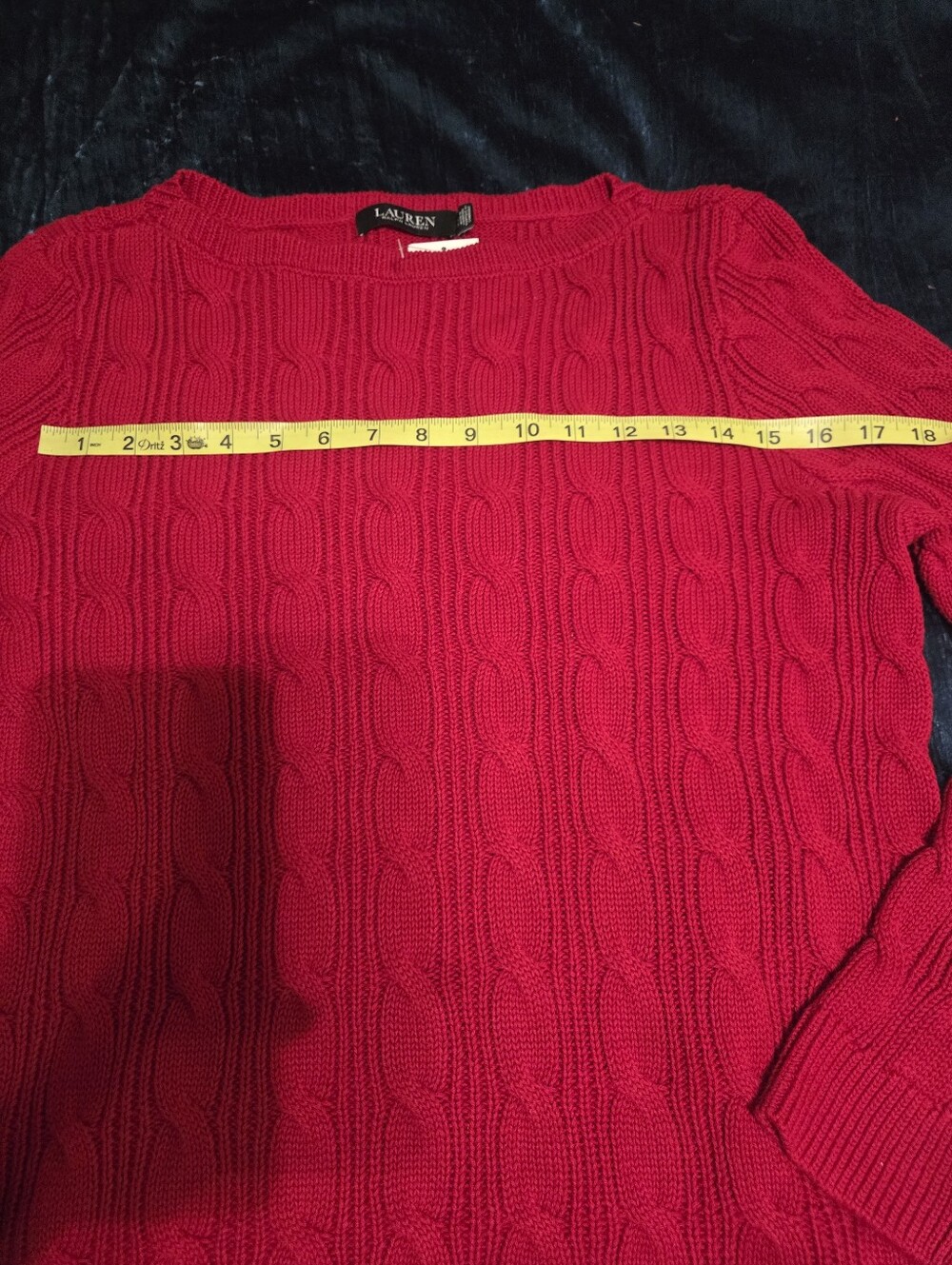Lauren Ralph Red Cable Knit Sweater Classic Preppy Pullover Old Money Luxury - Picture 4 of 5